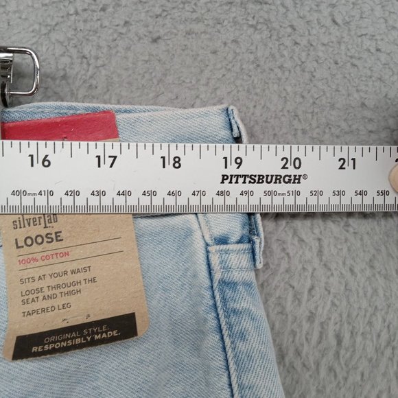 Levis Silvertab Jeans Mens 38x30 Blue Light Wash Distressed Loose Baggy Denim - Picture 6 of 13